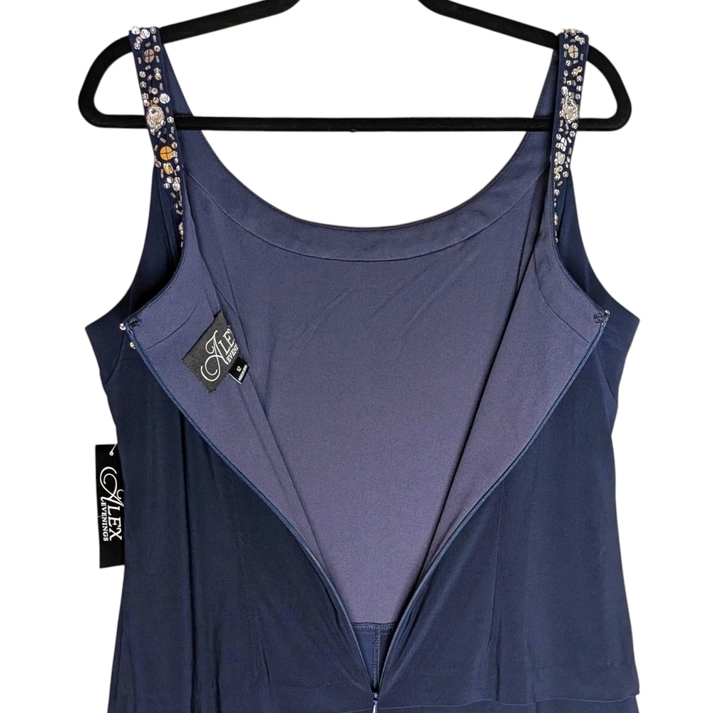 Alex Evenings Sleeveless Evening Dress Elegant Flowing Formal Beaded Neckline - Picture 10 of 16